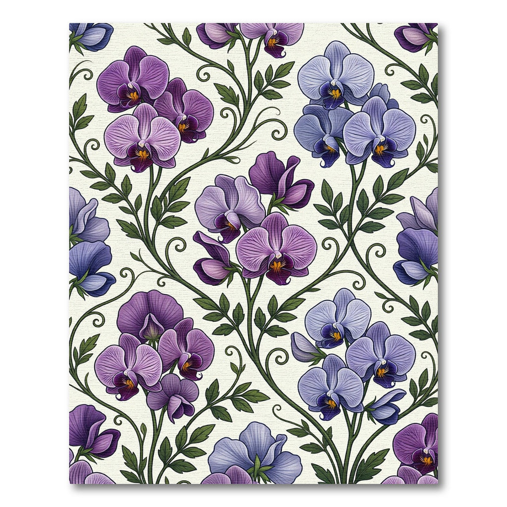 Elegant Violet Orchid Botanical Trellis Rug