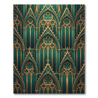 Emerald Gothic Arch Cathedral Gold Filigree Rug