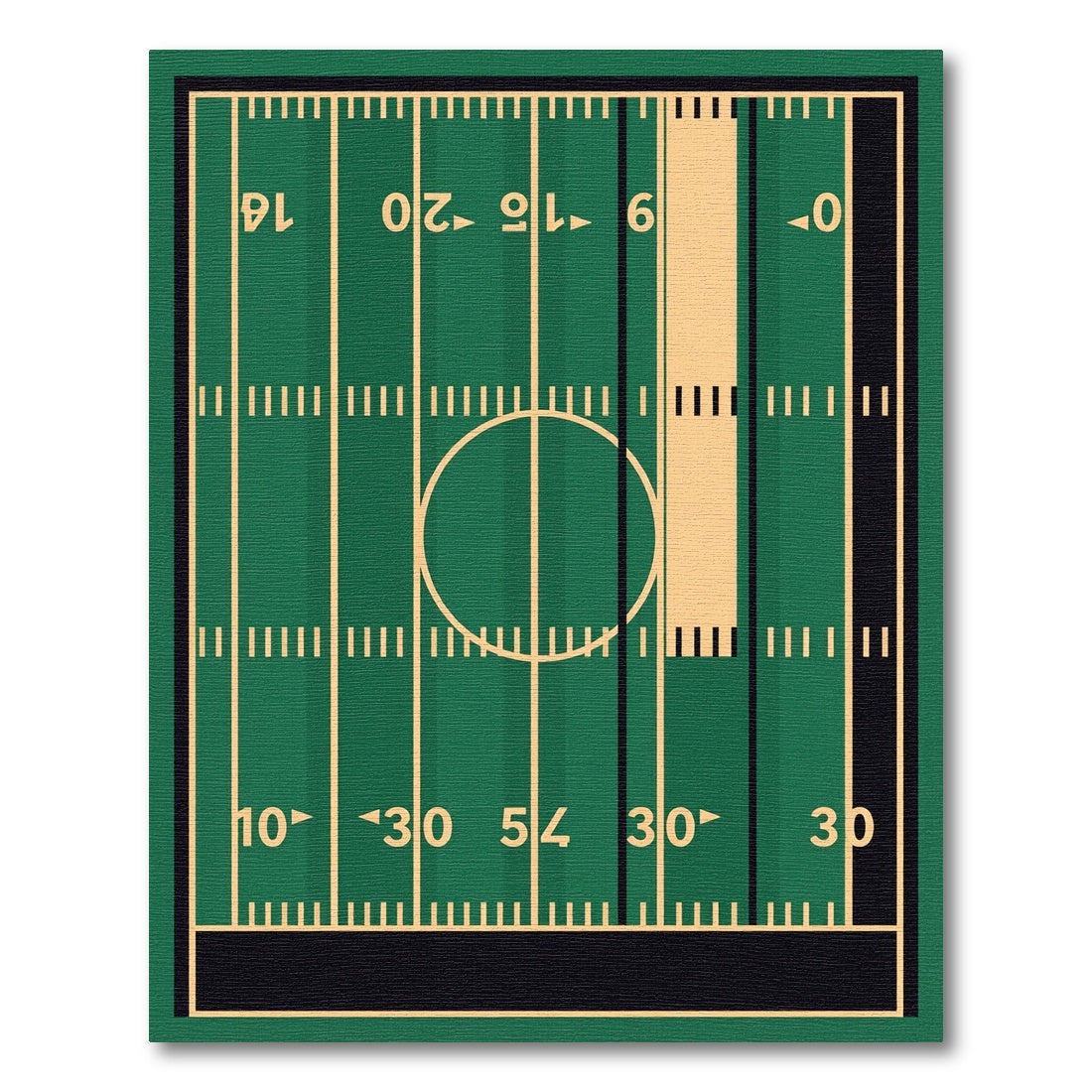 Green Field Football Line Art Rug