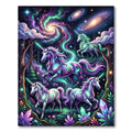 Celestial Neon Unicorn Galaxy Forest Rug