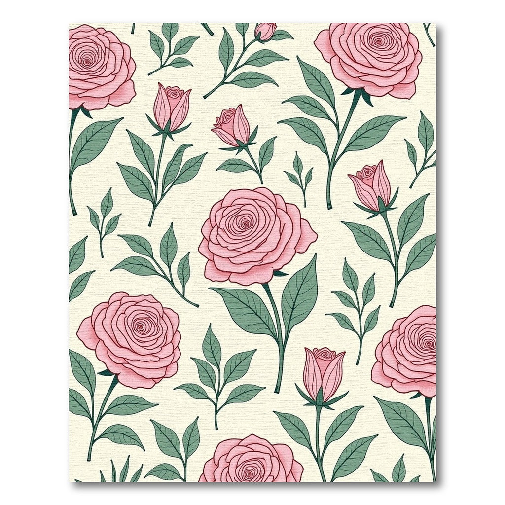 Pastel Pink Rose Garden Pattern Rug