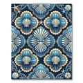 Elegant Navy Blue Shell Coastal Symmetry Rug