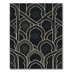 Ornate Black and Gold Archway Mosaic Rug