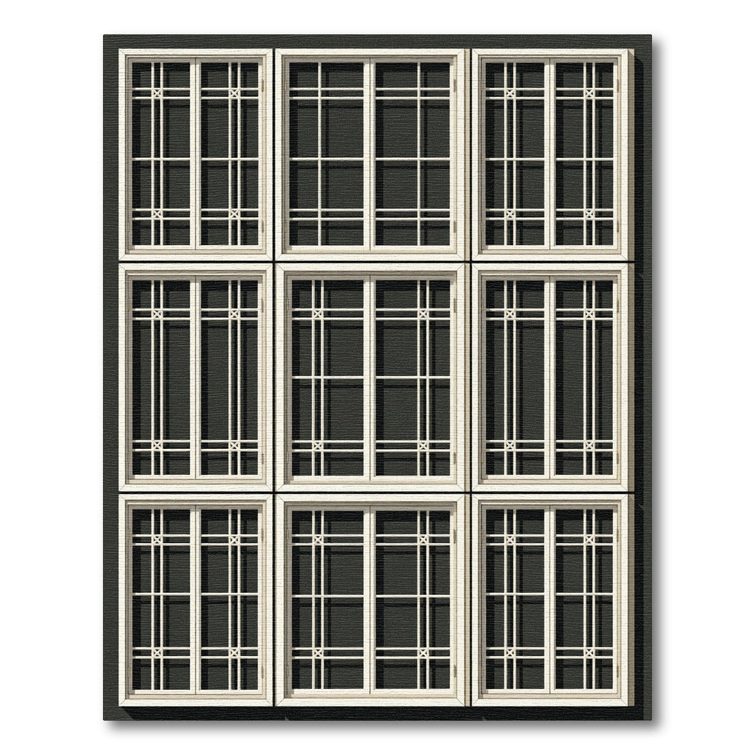 Modern White Grid Window Arrangement Rug