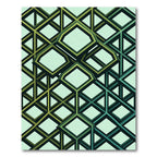 Geometric Isometric Teal Green Cube Art Rug