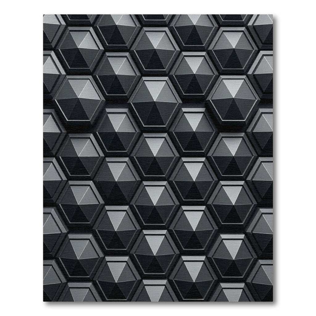 3D Hexagonal Geometric Dark Gray Rug