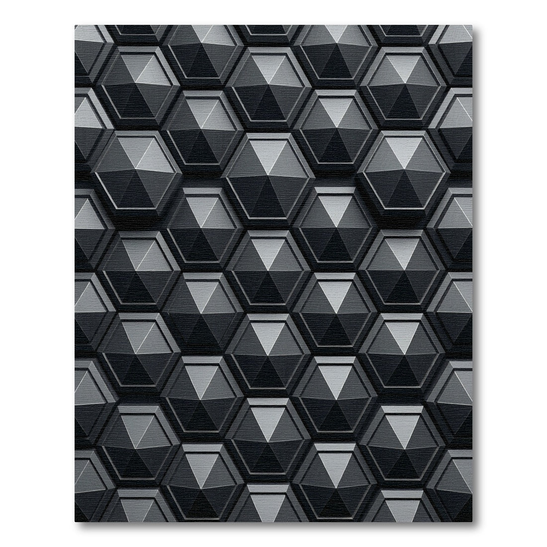 3D Hexagonal Geometric Dark Gray Rug
