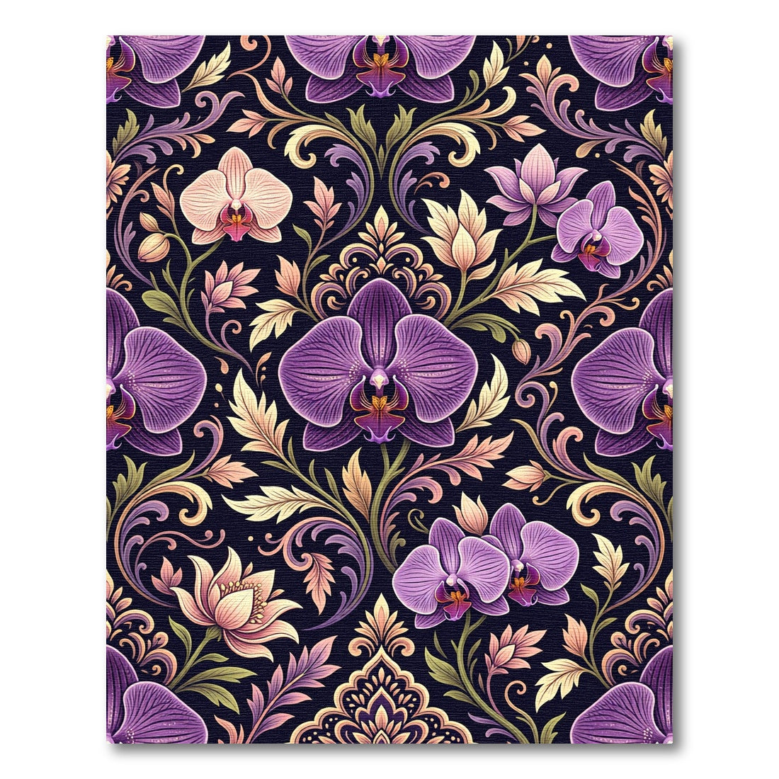 Opulent Orchid Scrollwork Gardens Rug