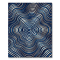 Modern Blue Metallic Concentric Wave Rug