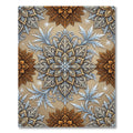 Golden Floral Medallion with Frosty Botanical Accents Rug
