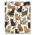 Whimsical Brown Tonal Feline Illustration Rug