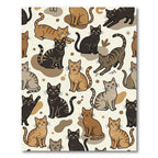 Whimsical Brown Tonal Feline Illustration Rug