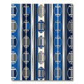 Modern Blue Silver Football Stripe Rug