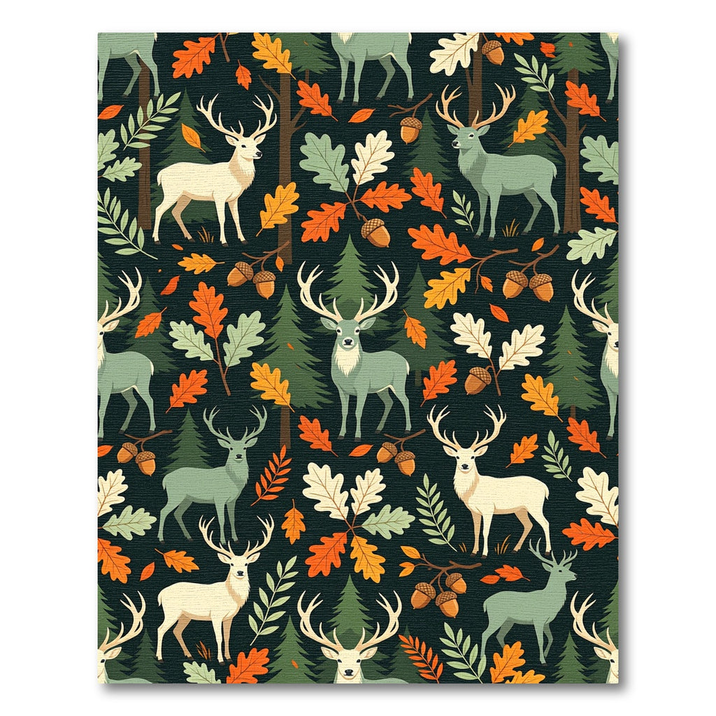 Forest Deer Oak Leaf Autumn Meadow Rug