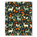 Forest Deer Oak Leaf Autumn Meadow Rug