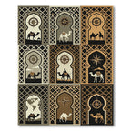 Nomad Camel Compass Grid Tile Art Rug