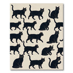 Whimsical Black Cat Silhouette Illustrated Rug