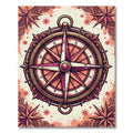 Ornate Maroon Compass Star Nautical Rug