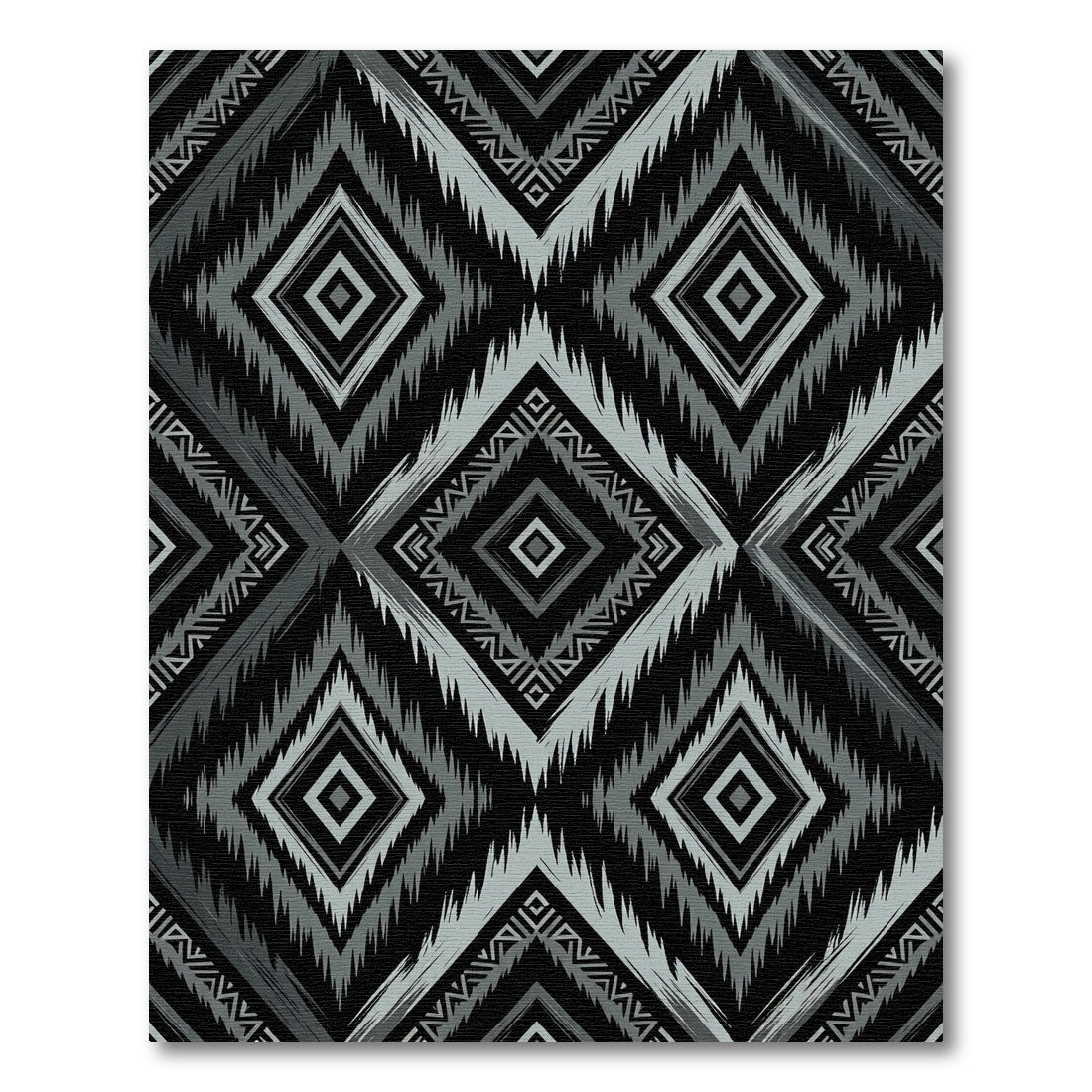 Monochrome Diamond Tribal Geometry Rug