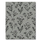 Delicate White Floral Sprigs Grey Background Rug
