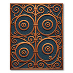 Bronze Ornate Scrollwork Cobalt Circles Rug