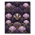 Plum Gold Art Deco Fan Shell Rug