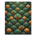 Art Deco Emerald and Golden Shells Rug