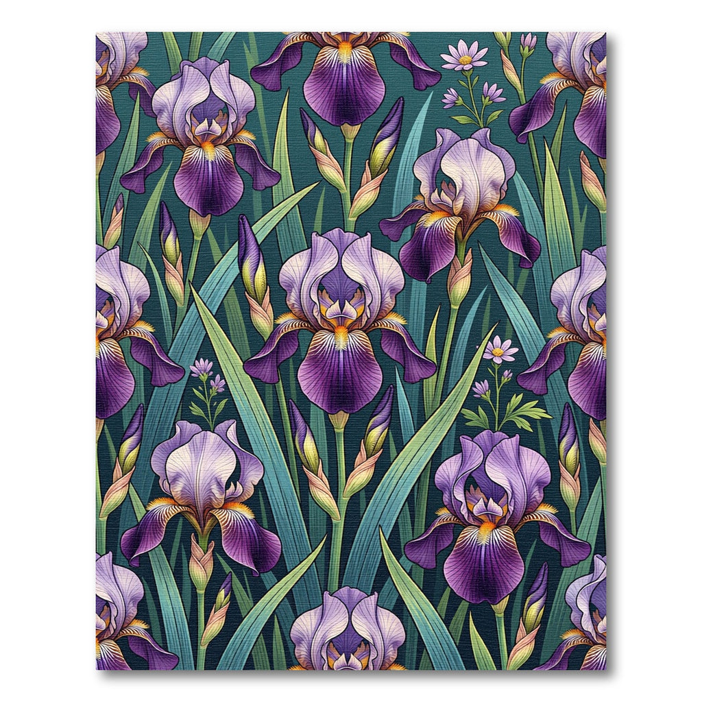 Lush Purple Iris Botanical Garden Rug