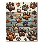 Rustic Animal Paw Track Wood Plank Rug