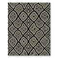 Elegant Black and Cream Scalloped Wave Rug