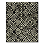 Elegant Black and Cream Scalloped Wave Rug