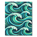 Oceanic Teal Swirling Waves Rug