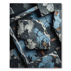 Cracked Concrete Blue Splatter Abstract Rug