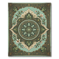 Emerald Green Floral Medallion Vintage Rug