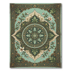 Emerald Green Floral Medallion Vintage Rug