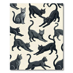 Sleek Black Gray Feline Collection Rug