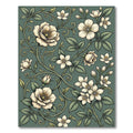 Elegant Sage Botanical Rose Scroll Rug