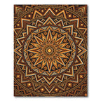 Golden Amber Geometric Sunburst Mandala Rug