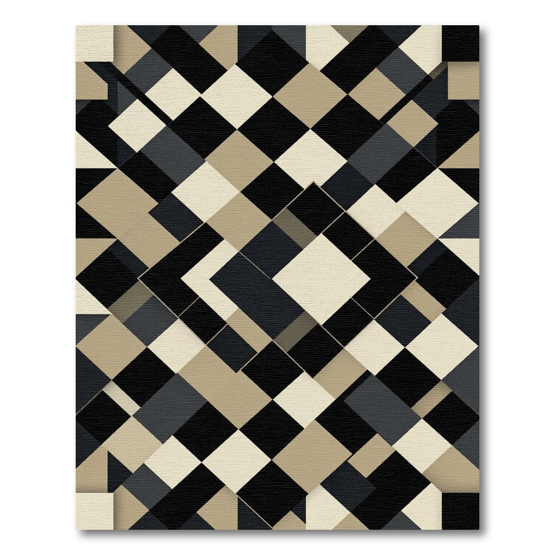 Monochromatic Block Diamond Composition Rug