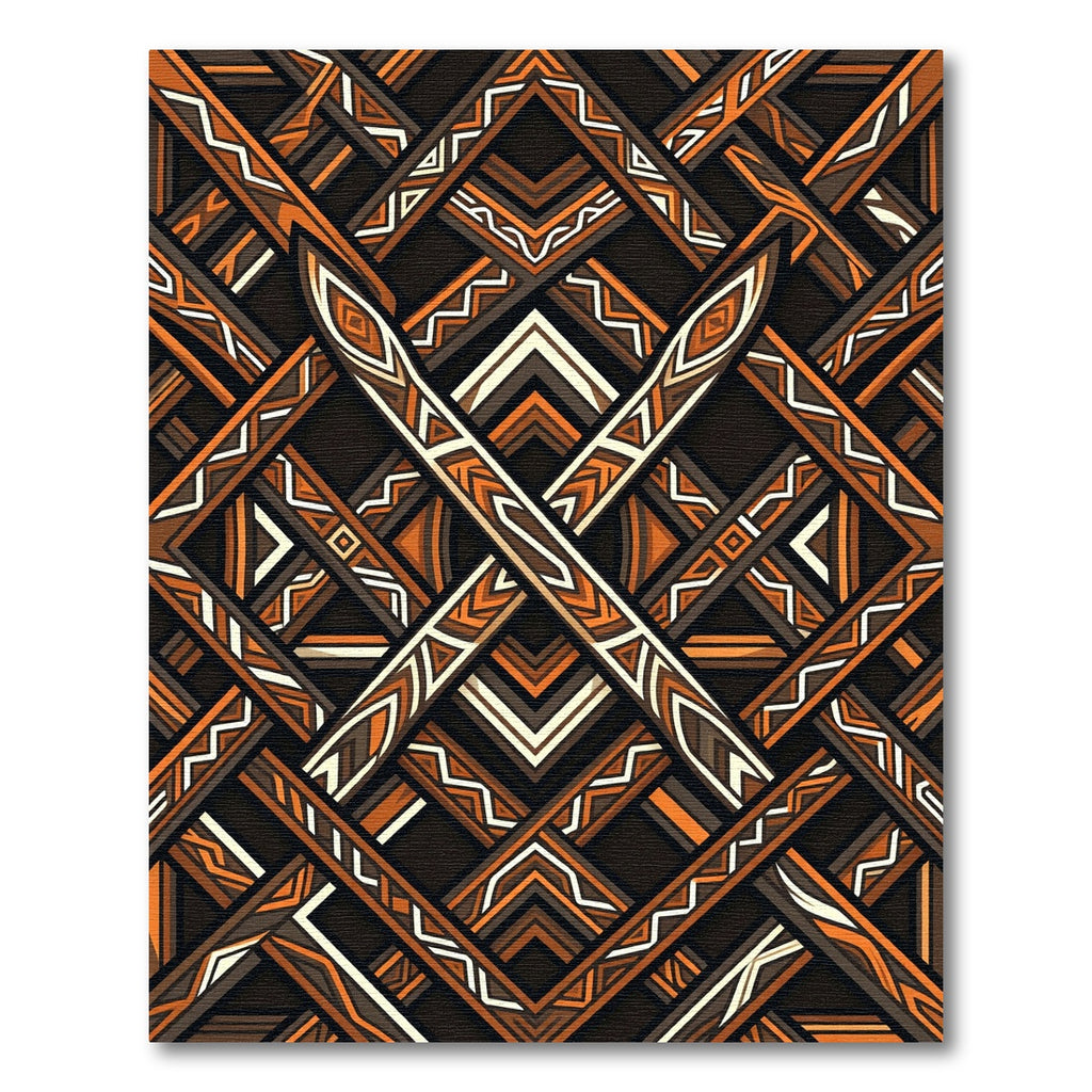Geometric Earth Tone Tribal Abstract Rug