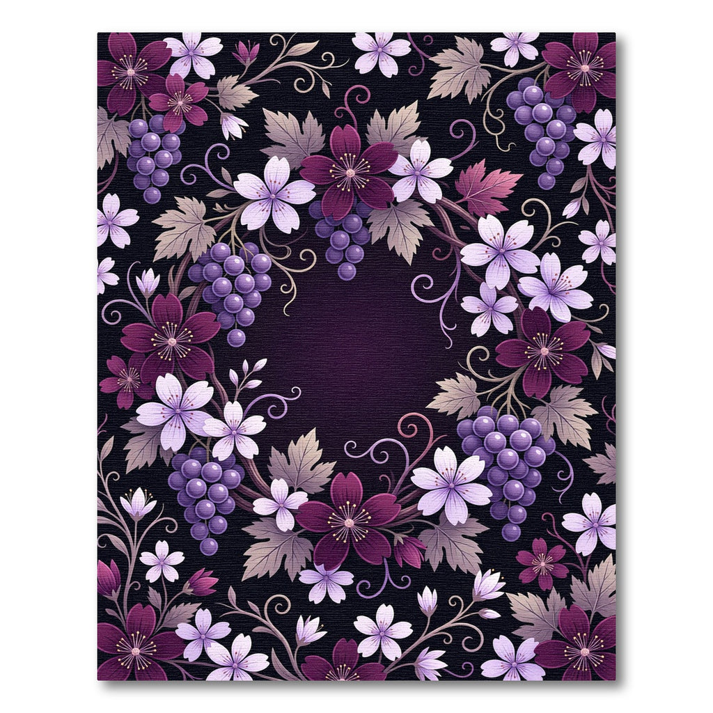 Elegant Purple Grapevine Floral Wreath Rug