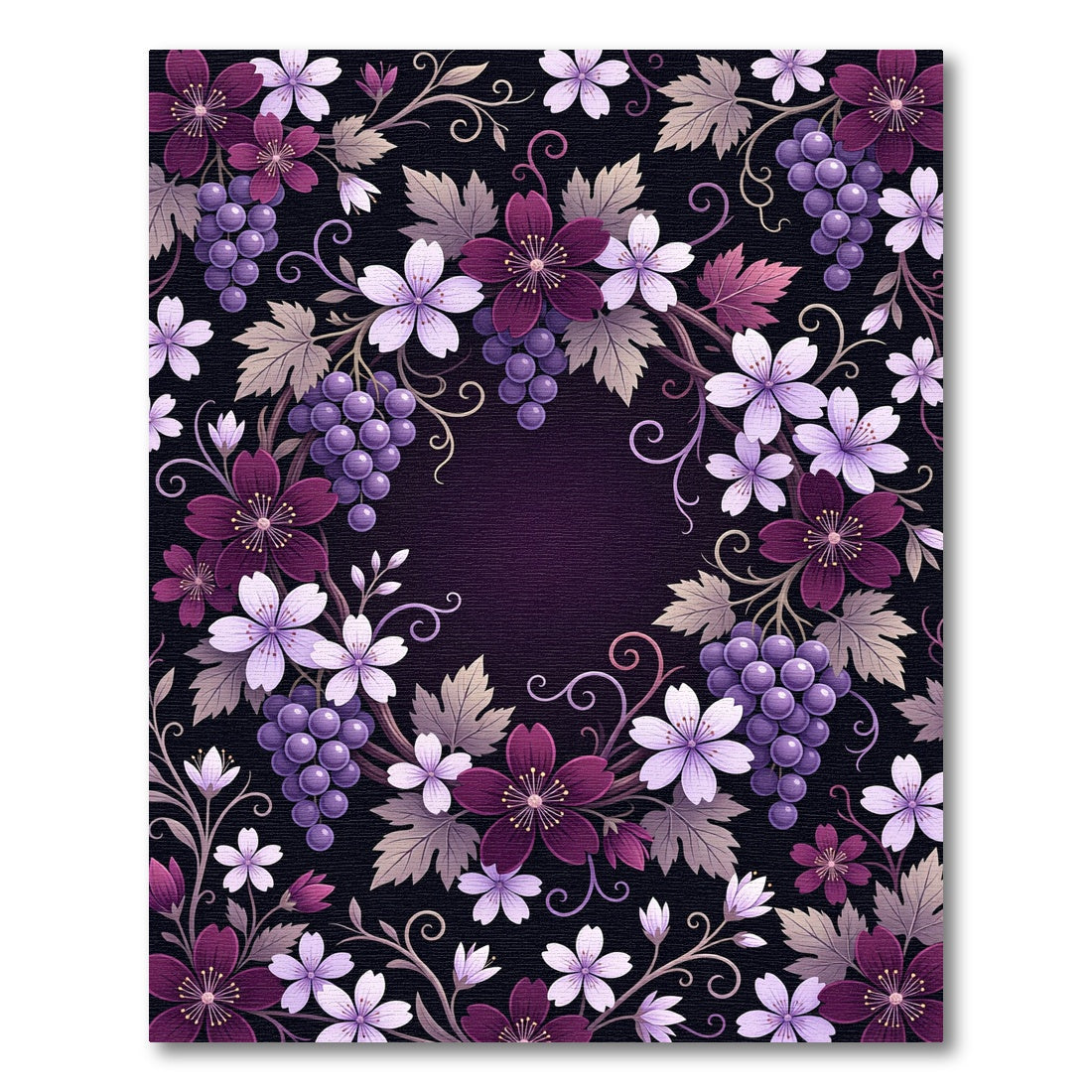 Elegant Purple Grapevine Floral Wreath Rug