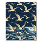 Soaring Seagulls Over Navy Ocean Waves Rug