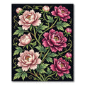 Elegant Pink Peony Floral Vine Rug