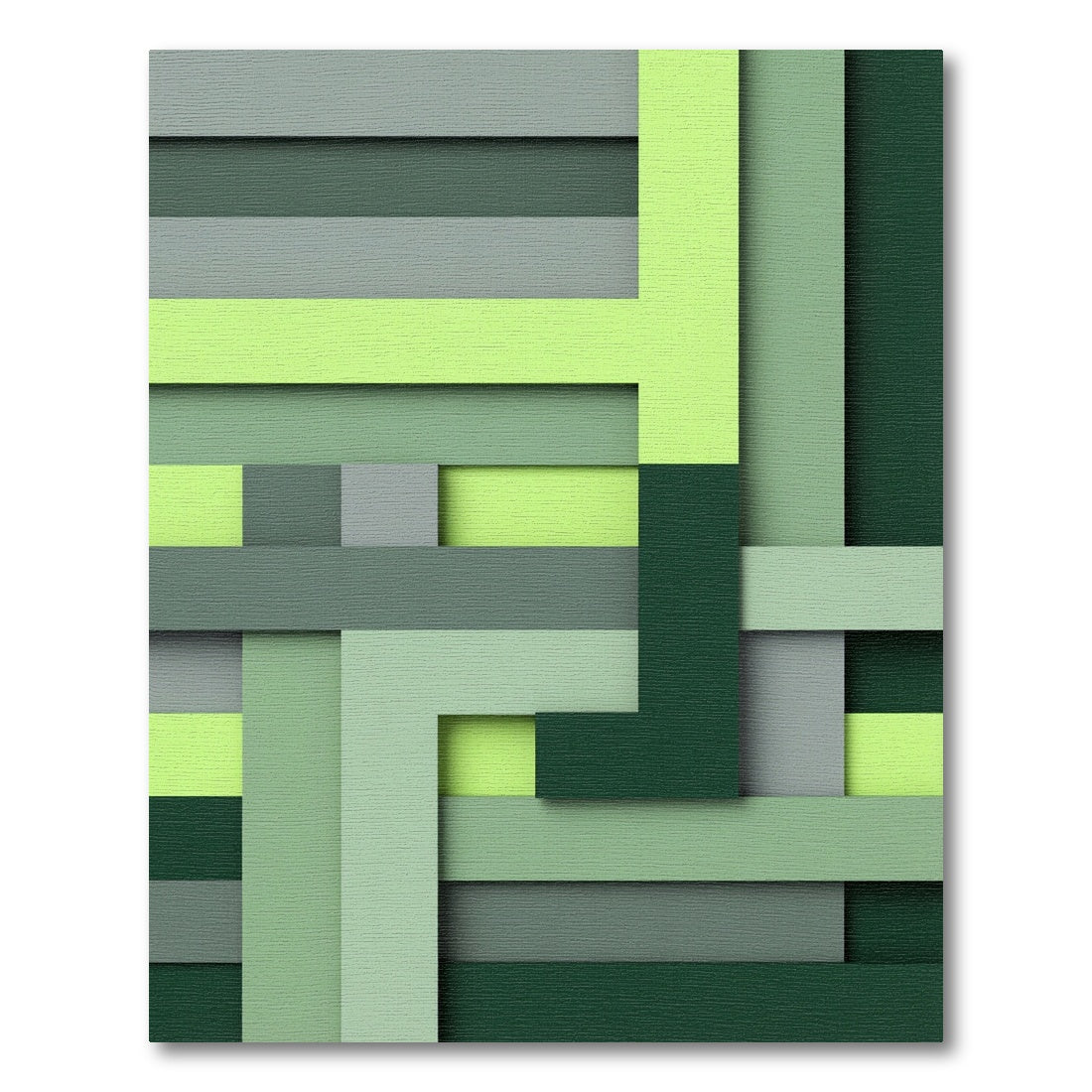 Geometric Lime and Forest Green Layered Bars Rug