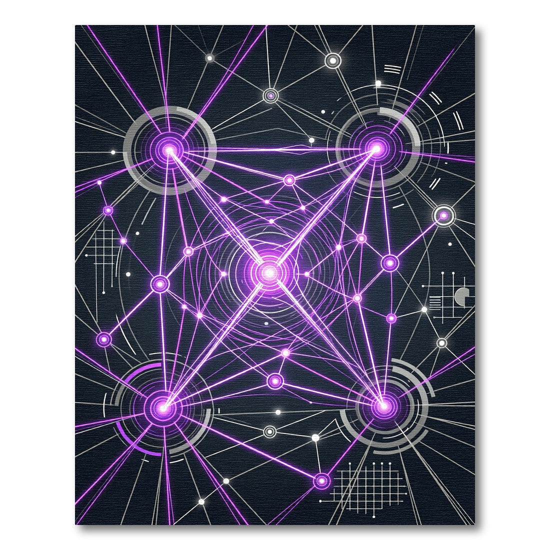 Neon Violet Cybernetic Radiant Grid Rug