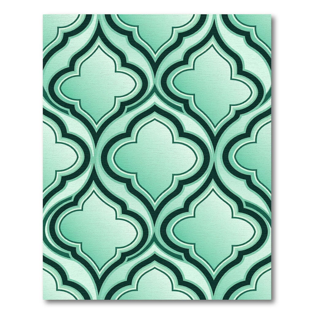 Elegant Mint Quatrefoil Geometric Trellis Rug