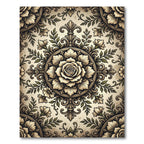 Elegant Beige Rose Floral Medallion Rug