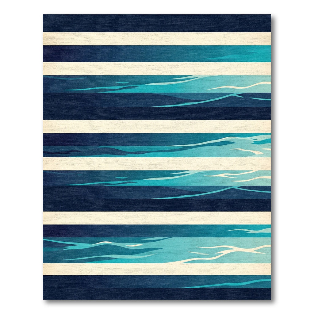 Coastal Deep Blue Abstract Stripe Layer Rug