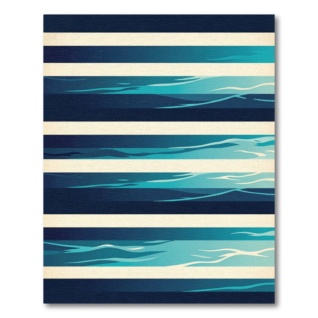 Coastal Deep Blue Abstract Stripe Layer Rug